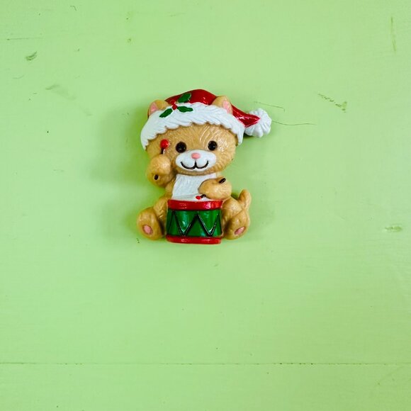Vintage Christmas Fridge Magnets Set of Three Xmas Teddy Bear Kitten Magnets - Picture 2 of 5